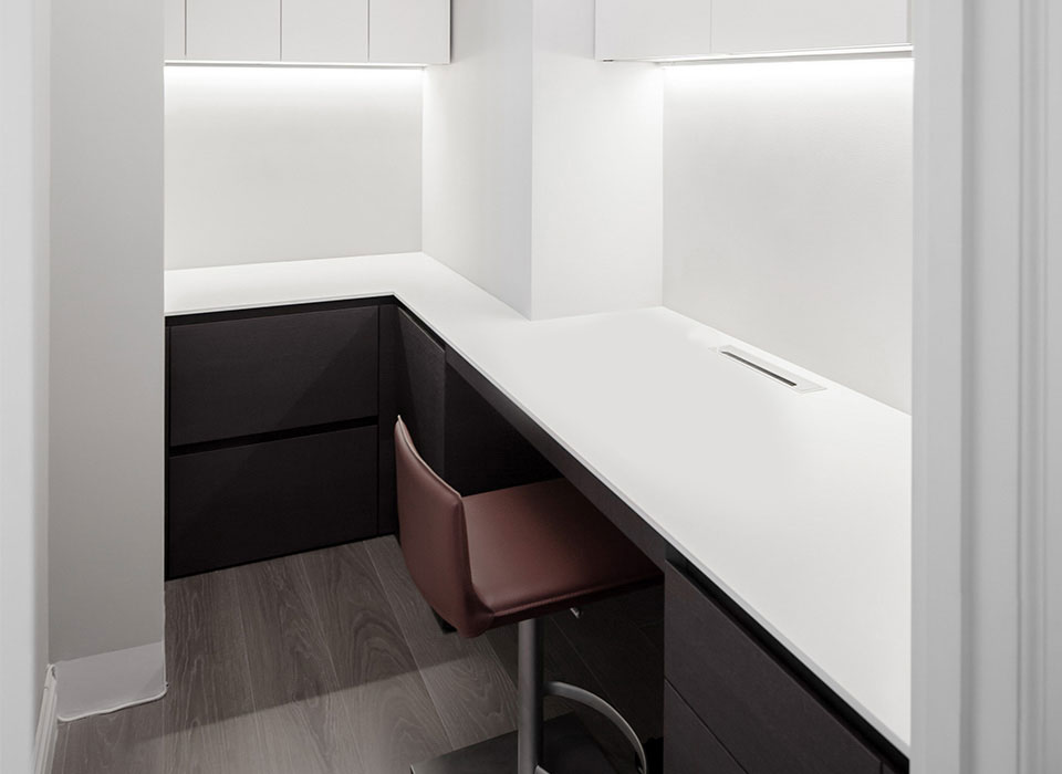 DARK OAK AND CORIAN DESK